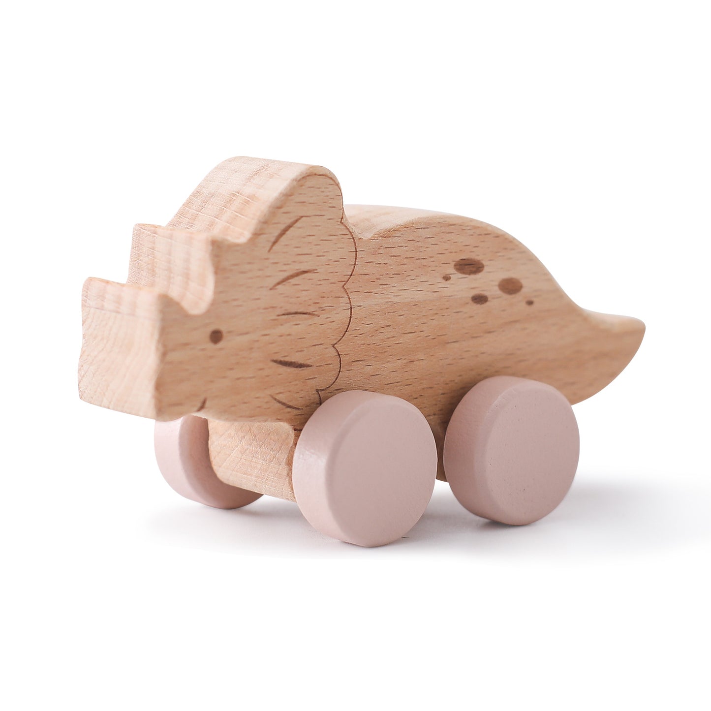 Wooden toy, rolling dinosaurs