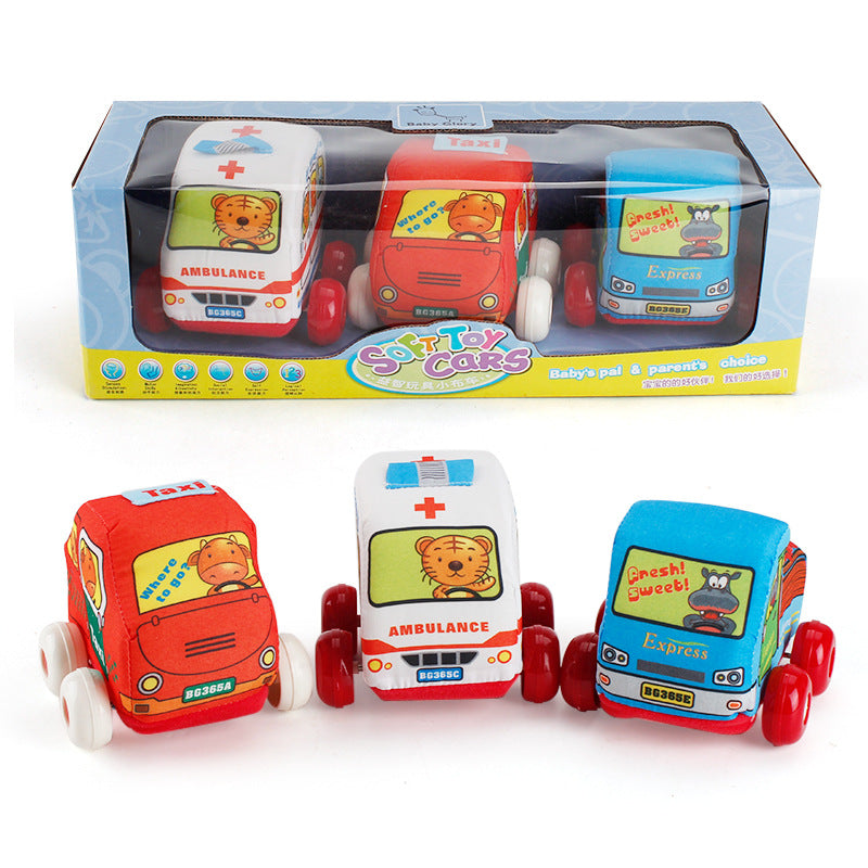 Fabric car 3-pack, drag-and-drop toy