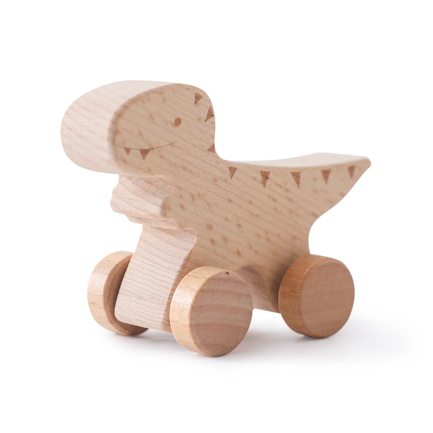 Wooden toy, rolling dinosaurs