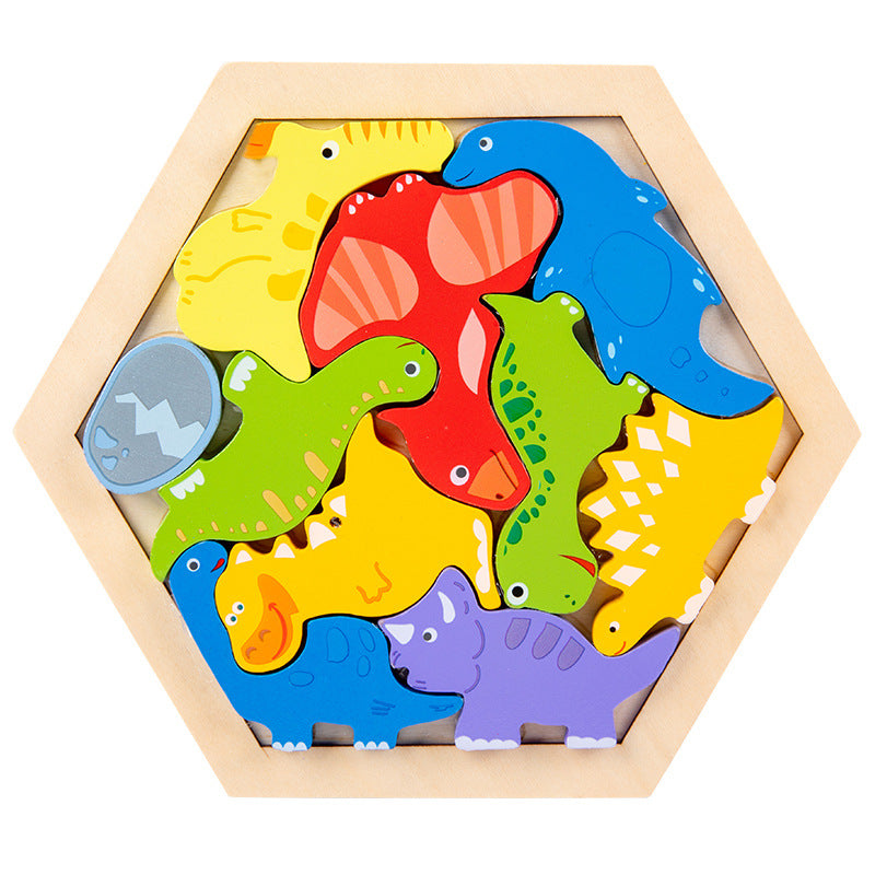 Wooden puzzle, animals and fruits