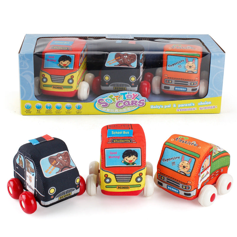 Fabric car 3-pack, drag-and-drop toy