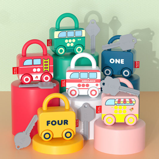 Match car with key, padlock toy 6-pack