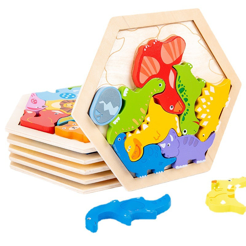 Wooden puzzle, animals and fruits