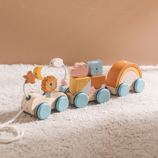 Brick train, pull toy